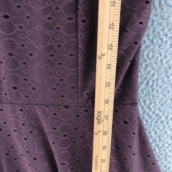 LOFT Dress Womens Small Purple Eyelet Lace Cutout Back Stretch Mini Sleeveless - Picture 9 of 11